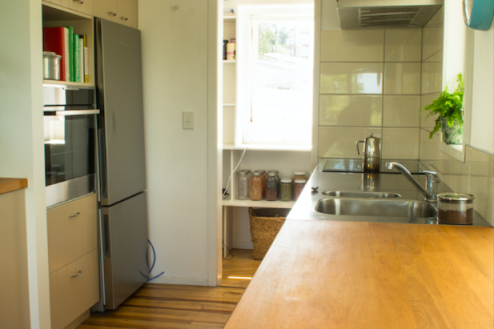 Fully-equipped kitchen at self-catered cottage Oneroa