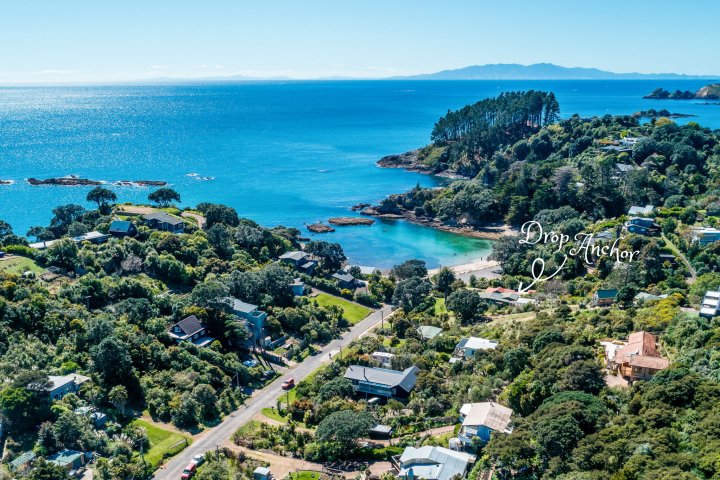 Drop Anchor at Enclosure Bay Aerial 1 with arrow