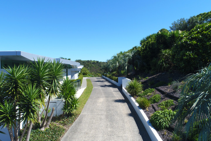 Driveway of Korora Estate, the luxury destination for your next Waiheke Escape