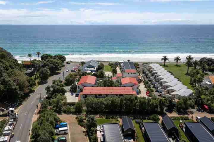 Onetangi Beach Apartments 7 Birds Eye over Onetangi Beach v2