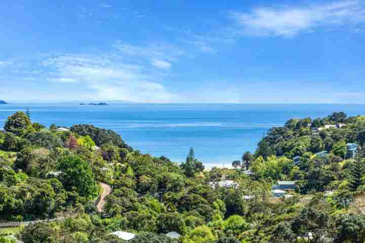 Sunny sea view from Waiheke Island Resort, Palm Beach