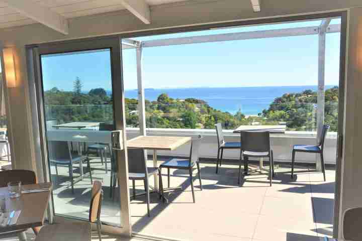 The resort bar and restaurant with views of Palm Beach