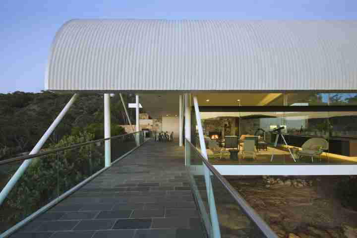 Entrance way at the iconic Seidler House, private contemporary luxury holiday accommodation in Australia Southern Highlands