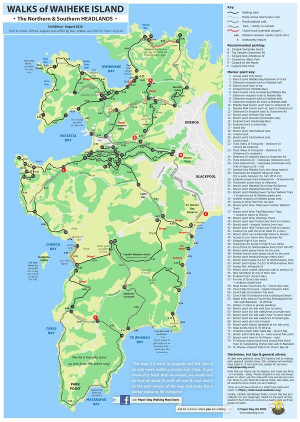 Waiheke Walking Maps Northern Southern Headlands2